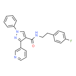 ChemSpider 2D Image | N-[2-(4-Fluorophenyl)ethyl]-1-phenyl-3-(3-pyridinyl)-1H-pyrazole-4-carboxamide | C23H19FN4O