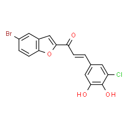 ChemSpider 2D Image | (2E)-1-(5-Bromo-1-benzofuran-2-yl)-3-(3-chloro-4,5-dihydroxyphenyl)-2-propen-1-one | C17H10BrClO4