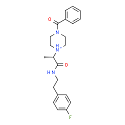 ChemSpider 2D Image | 4-Benzoyl-1-[(2S)-1-{[2-(4-fluorophenyl)ethyl]amino}-1-oxo-2-propanyl]piperazin-1-ium | C22H27FN3O2