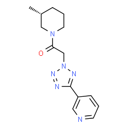 ChemSpider 2D Image | 1-[(3R)-3-Methyl-1-piperidinyl]-2-[5-(3-pyridinyl)-2H-tetrazol-2-yl]ethanone | C14H18N6O