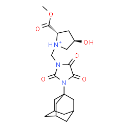 ChemSpider 2D Image | (2S,4R)-1-{[3-(Adamantan-1-yl)-2,4,5-trioxo-1-imidazolidinyl]methyl}-4-hydroxy-2-(methoxycarbonyl)pyrrolidinium | C20H28N3O6