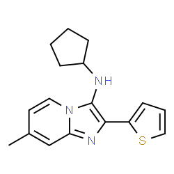 ChemSpider 2D Image | N-Cyclopentyl-7-methyl-2-(2-thienyl)imidazo[1,2-a]pyridin-3-amine | C17H19N3S