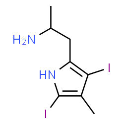 ChemSpider 2D Image | 1-(3,5-Diiodo-4-methyl-1H-pyrrol-2-yl)-2-propanamine | C8H12I2N2