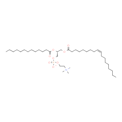 ChemSpider 2D Image | (2R)-3-[(9Z)-9-Octadecenoyloxy]-2-(tridecanoyloxy)propyl 2-(trimethylammonio)ethyl phosphate | C39H76NO8P