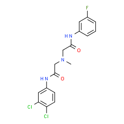 ChemSpider 2D Image | 2-[{2-[(3,4-Dichlorophenyl)amino]-2-oxoethyl}(methyl)amino]-N-(3-fluorophenyl)acetamide | C17H16Cl2FN3O2