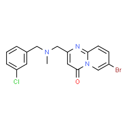 ChemSpider 2D Image | 7-Bromo-2-{[(3-chlorobenzyl)(methyl)amino]methyl}-4H-pyrido[1,2-a]pyrimidin-4-one | C17H15BrClN3O