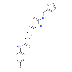 ChemSpider 2D Image | 2-[(4-Fluorophenyl)amino]-N-(2-{[(2-furylmethyl)carbamoyl]amino}-2-oxoethyl)-N-methyl-2-oxoethanaminium | C17H20FN4O4
