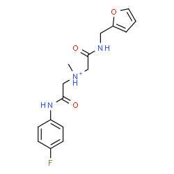 ChemSpider 2D Image | 2-[(4-Fluorophenyl)amino]-N-{2-[(2-furylmethyl)amino]-2-oxoethyl}-N-methyl-2-oxoethanaminium | C16H19FN3O3