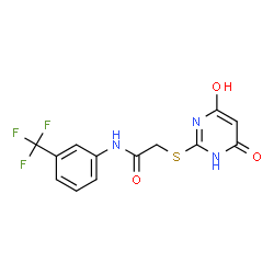 ChemSpider 2D Image | 2-[(4-Hydroxy-6-oxo-1,6-dihydro-2-pyrimidinyl)sulfanyl]-N-[3-(trifluoromethyl)phenyl]acetamide | C13H10F3N3O3S