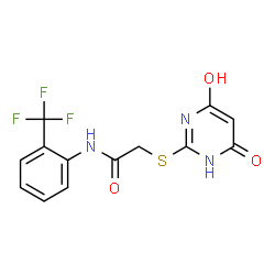 ChemSpider 2D Image | acetamide, 2-[(4,6-dihydroxy-2-pyrimidinyl)thio]-N-[2-(trifluoromethyl)phenyl]- | C13H10F3N3O3S