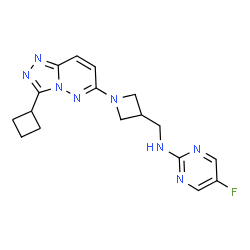 ChemSpider 2D Image | N-{[1-(3-Cyclobutyl[1,2,4]triazolo[4,3-b]pyridazin-6-yl)-3-azetidinyl]methyl}-5-fluoro-2-pyrimidinamine | C17H19FN8