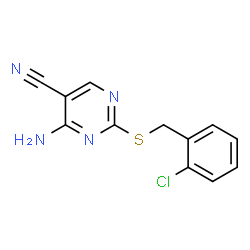 ChemSpider 2D Image | 4-Amino-2-[(2-chlorobenzyl)sulfanyl]-5-pyrimidinecarbonitrile | C12H9ClN4S