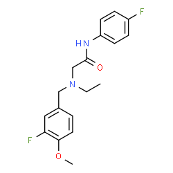 ChemSpider 2D Image | N~2~-Ethyl-N~2~-(3-fluoro-4-methoxybenzyl)-N-(4-fluorophenyl)glycinamide | C18H20F2N2O2