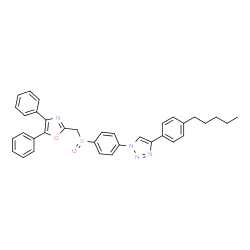 ChemSpider 2D Image | 1-(4-{[(4,5-Diphenyl-1,3-oxazol-2-yl)methyl]sulfinyl}phenyl)-4-(4-pentylphenyl)-1H-1,2,3-triazole | C35H32N4O2S