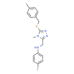 ChemSpider 2D Image | 4-Fluoro-N-({4-methyl-5-[(4-methylbenzyl)sulfanyl]-4H-1,2,4-triazol-3-yl}methyl)aniline | C18H19FN4S