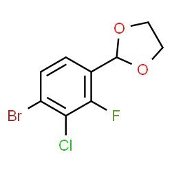ChemSpider 2D Image | 2-(4-Bromo-3-chloro-2-fluorophenyl)-1,3-dioxolane | C9H7BrClFO2