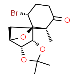 ChemSpider 2D Image | (1S,2R,6R,8R,9R,13R)-2-Bromo-6,11,11-trimethyl-10,12,14-trioxatetracyclo[6.5.1.0~1,6~.0~9,13~]tetradecan-5-one | C14H19BrO4