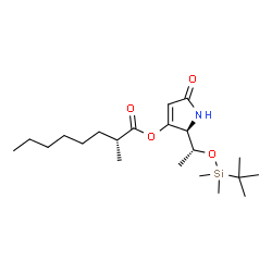 ChemSpider 2D Image | (2S)-2-[(1R)-1-{[Dimethyl(2-methyl-2-propanyl)silyl]oxy}ethyl]-5-oxo-2,5-dihydro-1H-pyrrol-3-yl (2R)-2-methyloctanoate | C21H39NO4Si