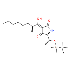 ChemSpider 2D Image | (3Z,5S)-5-[(1R)-1-{[Dimethyl(2-methyl-2-propanyl)silyl]oxy}ethyl]-3-[(2S)-1-hydroxy-2-methyloctylidene]-2,4-pyrrolidinedione | C21H39NO4Si