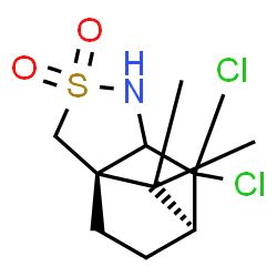 ChemSpider 2D Image | (1S,7S)-6,6-Dichloro-10,10-dimethyl-3-thia-4-azatricyclo[5.2.1.0~1,5~]decane 3,3-dioxide | C10H15Cl2NO2S