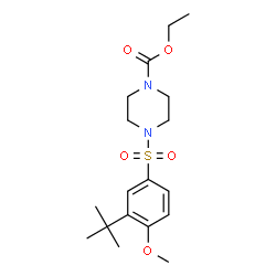 ChemSpider 2D Image | Ethyl 4-[(3-tert-butyl-4-methoxyphenyl)sulfonyl]piperazine-1-carboxylate | C18H28N2O5S