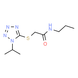 ChemSpider 2D Image | 2-[(1-Isopropyl-1H-tetrazol-5-yl)sulfanyl]-N-propylacetamide | C9H17N5OS