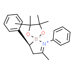 ChemSpider 2D Image | (9S)-2,2,3,3,7-pentamethyl-6,9-diphenyl-1,4-dioxa-6-azonia-5-boranuidaspiro[4.4]non-6-ene | C22H28BNO2