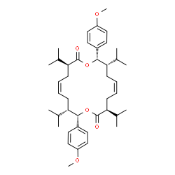 ChemSpider 2D Image | (3S,5Z,8S,9S,12S,14Z,17S,18S)-3,8,12,17-Tetraisopropyl-9,18-bis(4-methoxyphenyl)-1,10-dioxacyclooctadeca-5,14-diene-2,11-dione | C42H60O6