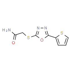 ChemSpider 2D Image | 2-{[5-(2-Thienyl)-1,3,4-oxadiazol-2-yl]sulfanyl}acetamide | C8H7N3O2S2