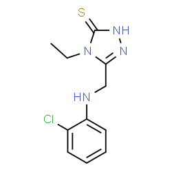 ChemSpider 2D Image | 5-{[(2-Chlorophenyl)amino]methyl}-4-ethyl-2,4-dihydro-3H-1,2,4-triazole-3-thione | C11H13ClN4S