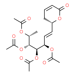 ChemSpider 2D Image | (1E,3R,4R,5R,6R)-1-[(2S)-6-Oxo-3,6-dihydro-2H-pyran-2-yl]-1-heptene-3,4,5,6-tetrayl tetraacetate | C20H26O10
