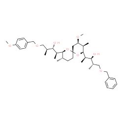 ChemSpider 2D Image | (2S,3S,4R)-1-(Benzyloxy)-4-[(2R,3R,4R,6S,8S,9S)-8-{(2S,3S,4S)-3-hydroxy-5-[(4-methoxybenzyl)oxy]-4-methyl-2-pentanyl}-4-methoxy-3,9-dimethyl-1,7-dioxaspiro[5.5]undec-2-yl]-2-methyl-3-pentanol | C39H60O8