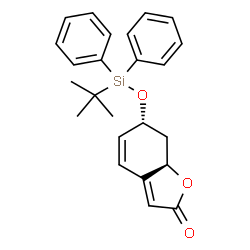 ChemSpider 2D Image | (6R,7aR)-6-{[(2-Methyl-2-propanyl)(diphenyl)silyl]oxy}-7,7a-dihydro-1-benzofuran-2(6H)-one | C24H26O3Si