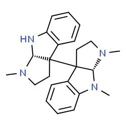 ChemSpider 2D Image | (8aR,8a'S)-1,1',8-Trimethyl-2,2',3,3',8,8',8a,8a'-octahydro-1H,1'H-3a,3a'-bipyrrolo[2,3-b]indole | C23H28N4
