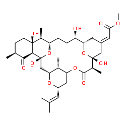 ChemSpider 2D Image | Methyl (2E)-[(1R,3R,5R,10R,11R,15S,16S,19S,20S,21S,24S,26R,29S)-1,11,16,21-tetrahydroxy-10,20,24,29-tetramethyl-5-(2-methyl-1-propen-1-yl)-9,25-dioxo-4,8,27,28-tetraoxapentacyclo[17.7.1.1~3,7~.1~11,15
~.0~21,26~]nonacos-13-ylidene]acetate | C36H54O12