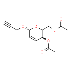 ChemSpider 2D Image | 2-Propyn-1-yl (5xi)-4,6-di-O-acetyl-2,3-dideoxy-beta-D-glycero-hex-2-enopyranoside | C13H16O6