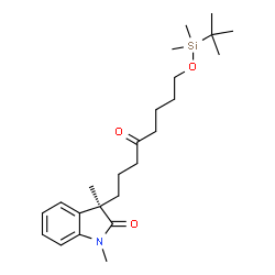 ChemSpider 2D Image | (3R)-3-(8-{[Dimethyl(2-methyl-2-propanyl)silyl]oxy}-4-oxooctyl)-1,3-dimethyl-1,3-dihydro-2H-indol-2-one | C24H39NO3Si
