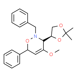 ChemSpider 2D Image | (3R)-2-Benzyl-3-[(4S)-2,2-dimethyl-1,3-dioxolan-4-yl]-4-methoxy-6-phenyl-3,6-dihydro-2H-1,2-oxazine | C23H27NO4