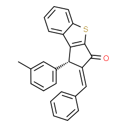 ChemSpider 2D Image | (1S,2E)-2-Benzylidene-1-(3-methylphenyl)-1,2-dihydro-3H-benzo[b]cyclopenta[d]thiophen-3-one | C25H18OS