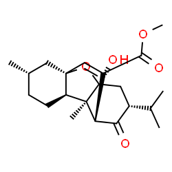 ChemSpider 2D Image | Methyl (1R,4R,6R,8S,9R,10R,13S)-8-hydroxy-6-isopropyl-9,13-dimethyl-5-oxo-15-oxatetracyclo[6.6.1.0~1,10~.0~4,9~]pentadec-2-ene-3-carboxylate | C21H30O5