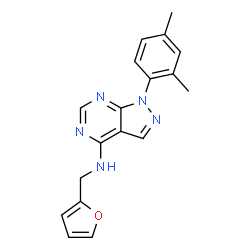 ChemSpider 2D Image | 1-(2,4-Dimethylphenyl)-N-(2-furylmethyl)-1H-pyrazolo[3,4-d]pyrimidin-4-amine | C18H17N5O