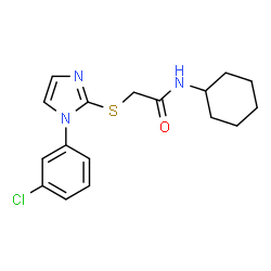 ChemSpider 2D Image | 2-{[1-(3-Chlorophenyl)-1H-imidazol-2-yl]sulfanyl}-N-cyclohexylacetamide | C17H20ClN3OS