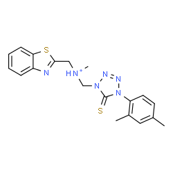 ChemSpider 2D Image | 1,3-Benzothiazol-2-yl-N-{[4-(2,4-dimethylphenyl)-5-thioxo-4,5-dihydro-1H-tetrazol-1-yl]methyl}-N-methylmethanaminium | C19H21N6S2
