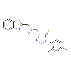 ChemSpider 2D Image | 1-{[(1,3-Benzothiazol-2-ylmethyl)(methyl)amino]methyl}-4-(2,4-dimethylphenyl)-1,4-dihydro-5H-tetrazole-5-thione | C19H20N6S2