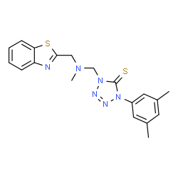 ChemSpider 2D Image | 1-{[(1,3-Benzothiazol-2-ylmethyl)(methyl)amino]methyl}-4-(3,5-dimethylphenyl)-1,4-dihydro-5H-tetrazole-5-thione | C19H20N6S2