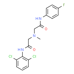 ChemSpider 2D Image | 2-[{2-[(2,6-Dichlorophenyl)amino]-2-oxoethyl}(methyl)amino]-N-(4-fluorophenyl)acetamide | C17H16Cl2FN3O2
