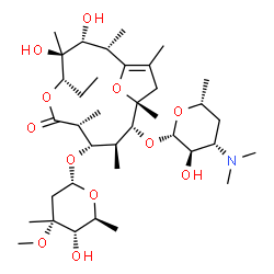 ChemSpider 2D Image | (2S,3R,4S,5S,8R,9S,10S,11R,12R)-11-{[(2S,3R,4S,6R)-4-(Dimethylamino)-3-hydroxy-6-methyltetrahydro-2H-pyran-2-yl]oxy}-5-ethyl-3,4-dihydroxy-9-{[(2R,4R,5S,6S)-5-hydroxy-4-methoxy-4,6-dimethyltetrahydro-
2H-pyran-2-yl]oxy}-2,4,8,10,12,14-hexamethyl-6,15-dioxabicyclo[10.2.1]pentadec-1(14)-en-7-one | C37H65NO12