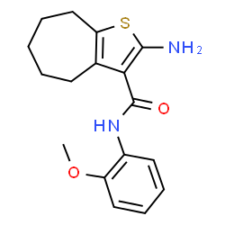 ChemSpider 2D Image | 2-amino-N-(2-methoxyphenyl)-4H,5H,6H,7H,8H-cyclohepta[b]thiophene-3-carboxamide | C17H20N2O2S