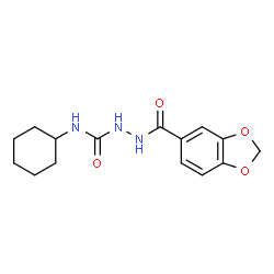 ChemSpider 2D Image | 2-(1,3-Benzodioxol-5-ylcarbonyl)-N-cyclohexylhydrazinecarboxamide | C15H19N3O4