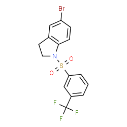 ChemSpider 2D Image | 5-Bromo-1-{[3-(trifluoromethyl)phenyl]sulfonyl}indoline | C15H11BrF3NO2S